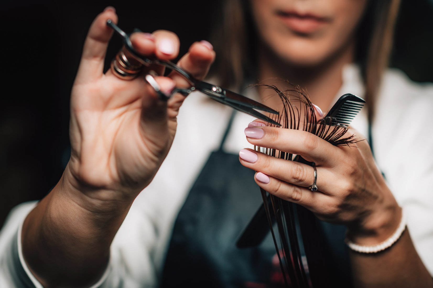 Cutting Hair in Beauty Salon